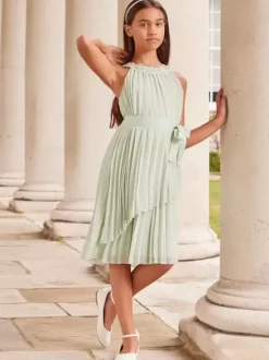 Wedding Flower Girl Dresses Special Occasion Dresses Pastel Green Sleeveless Pleated