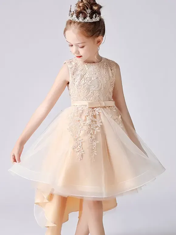 Wedding Flower Girl Dresses Special Occasion Dresses Soft Pink Sleeveless Lace