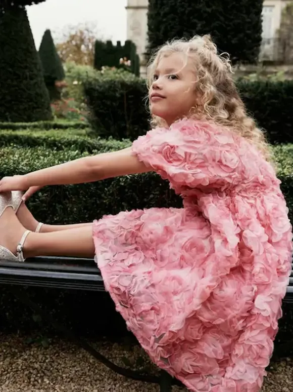 Wedding Flower Girl Dresses Special Occasion Dresses Pink Short Sleeves Ruffles