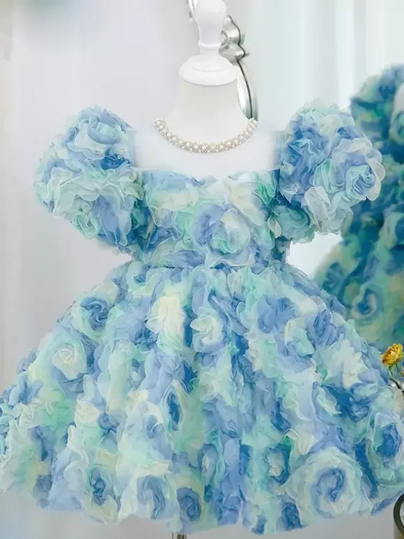 Wedding Flower Girl Dresses Special Occasion Dresses Pink Short Sleeves Ruffles