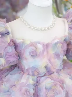 Wedding Flower Girl Dresses Special Occasion Dresses Pink Short Sleeves Ruffles