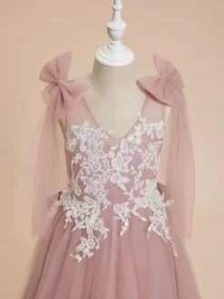 Wedding Flower Girl Dresses Special Occasion Dresses Pink Sleeveless Bows