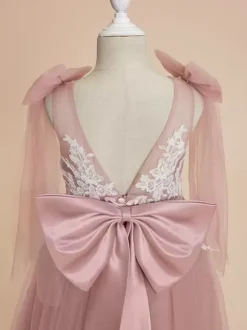 Wedding Flower Girl Dresses Special Occasion Dresses Pink Sleeveless Bows