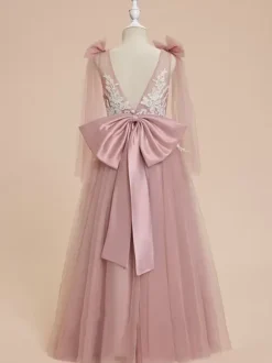 Wedding Flower Girl Dresses Special Occasion Dresses Pink Sleeveless Bows