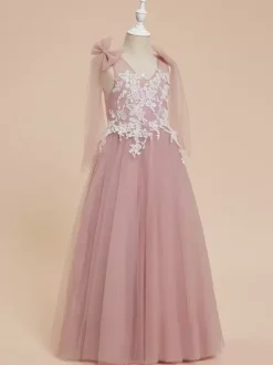 Wedding Flower Girl Dresses Special Occasion Dresses Pink Sleeveless Bows