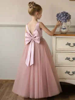 Wedding Flower Girl Dresses Special Occasion Dresses Pink Sleeveless Bows