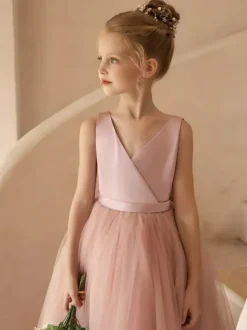 Wedding Flower Girl Dresses Special Occasion Dresses Pink Sleeveless Bows