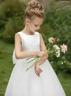 Wedding Flower Girl Dresses Special Occasion Dresses White Sleeveless Bows