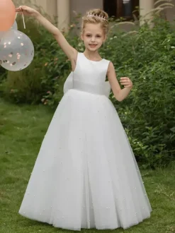 Wedding Flower Girl Dresses Special Occasion Dresses White Sleeveless Bows