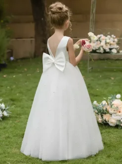 Wedding Flower Girl Dresses Special Occasion Dresses White Sleeveless Bows