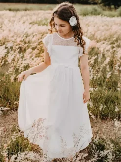 Wedding Flower Girl Dresses Special Occasion Dresses White Short Sleeves Bows