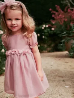 Wedding Flower Girl Dresses Special Occasion Dresses Soft Pink Short Sleeves Flowers