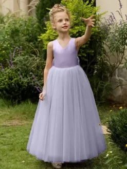 Wedding Flower Girl Dresses Special Occasion Dresses Blush Pink Sleeveless Bows