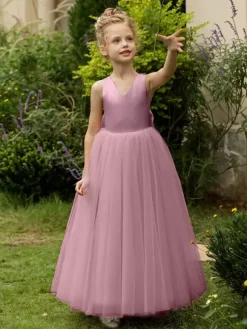 Wedding Flower Girl Dresses Special Occasion Dresses Blush Pink Sleeveless Bows