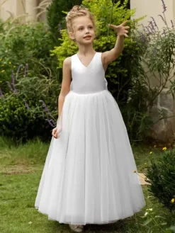Wedding Flower Girl Dresses Special Occasion Dresses Blush Pink Sleeveless Bows