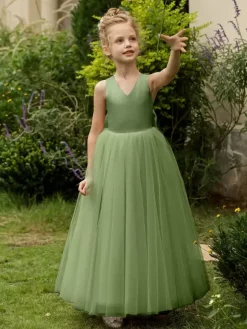 Wedding Flower Girl Dresses Special Occasion Dresses Blush Pink Sleeveless Bows