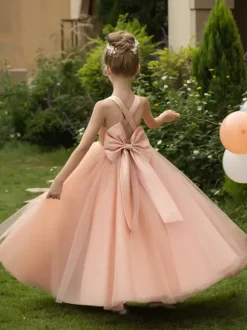 Wedding Flower Girl Dresses Special Occasion Dresses Blush Pink Sleeveless Bows