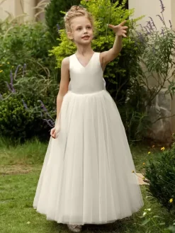 Wedding Flower Girl Dresses Special Occasion Dresses Blush Pink Sleeveless Bows