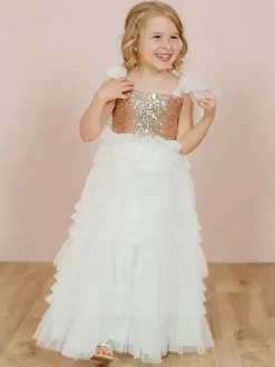 Wedding Party Dresses Princess Kids Social Party Dress Wedding Wedding Flower Girl Dress Flower Girl Dresses Sleeveless Tiered Bows Pink