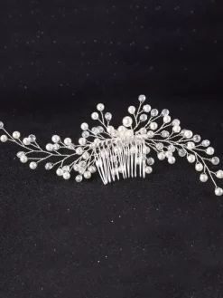 Wedding Crystal Headpieces Comb Imitation Pearls Transparent Bridal Hair Accessories