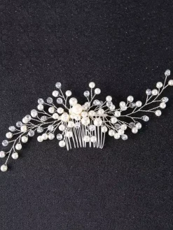 Wedding Crystal Headpieces Comb Imitation Pearls Transparent Bridal Hair Accessories