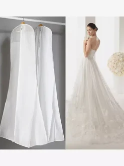 Wedding Dress Dust Cover Widened Double-sided White Non-woven Thickened Long Tail Dress Bag