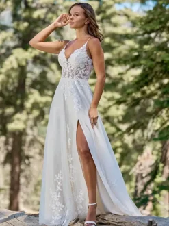 Wedding Dress V-Neck Sleeveless With Train Tulle Bridal Dresses