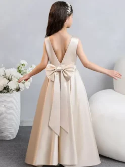 Wedding Flower Girl Dresses Special Occasion Dresses Champagne Sleeveless Bows