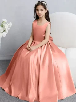 Wedding Flower Girl Dresses Special Occasion Dresses Champagne Sleeveless Bows