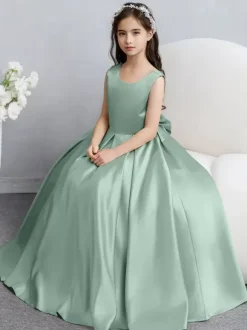 Wedding Flower Girl Dresses Special Occasion Dresses Champagne Sleeveless Bows
