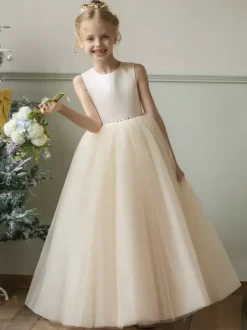 Wedding Flower Girl Dresses Special Occasion Dresses Champagne Sleeveless Bows