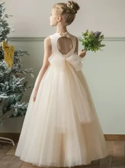 Wedding Flower Girl Dresses Special Occasion Dresses Champagne Sleeveless Bows