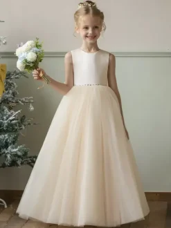 Wedding Flower Girl Dresses Special Occasion Dresses Champagne Sleeveless Bows
