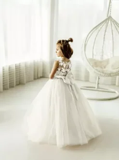 Wedding Flower Girl Dresses Special Occasion Dresses Ivory Sleeveless Applique