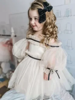 Wedding Flower Girl Dresses Special Occasion Dresses Nude Long Sleeves Ruffles