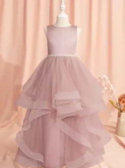 Wedding Flower Girl Dresses Special Occasion Dresses Pink Sleeveless Bows
