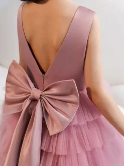 Wedding Flower Girl Dresses Special Occasion Dresses Fuchsia Pink Sleeveless Bows