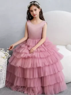 Wedding Flower Girl Dresses Special Occasion Dresses Fuchsia Pink Sleeveless Bows