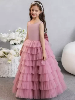 Wedding Flower Girl Dresses Special Occasion Dresses Fuchsia Pink Sleeveless Bows