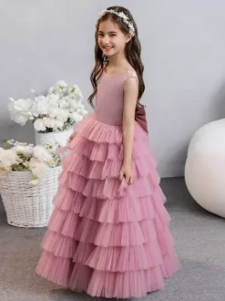 Wedding Flower Girl Dresses Special Occasion Dresses Fuchsia Pink Sleeveless Bows