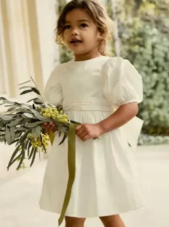 Wedding Flower Girl Dresses Special Occasion Dresses Soft Pink Short Sleeves Bows