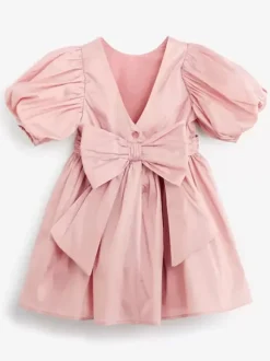 Wedding Flower Girl Dresses Special Occasion Dresses Soft Pink Short Sleeves Bows