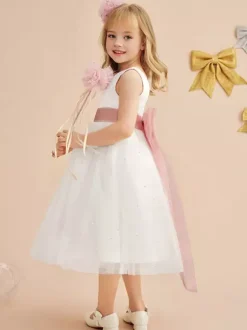 Wedding Flower Girl Dresses Special Occasion Dresses Ivory Sleeveless Sash