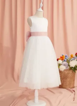 Wedding Flower Girl Dresses Special Occasion Dresses Ivory Sleeveless Sash