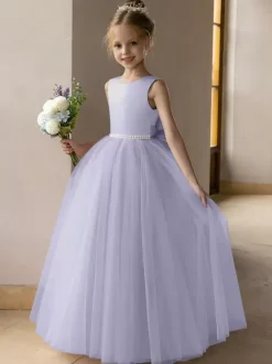 Wedding Flower Girl Dresses Special Occasion Dresses Lotus Pink Sleeveless Bows