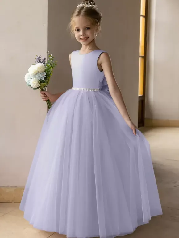 Wedding Flower Girl Dresses Special Occasion Dresses Lotus Pink Sleeveless Bows