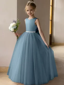 Wedding Flower Girl Dresses Special Occasion Dresses Lotus Pink Sleeveless Bows