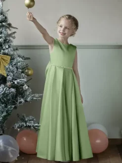 Wedding Flower Girl Dresses Special Occasion Dresses Blue Gray Sleeveless Bows