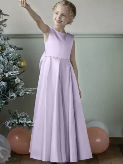 Wedding Flower Girl Dresses Special Occasion Dresses Blue Gray Sleeveless Bows