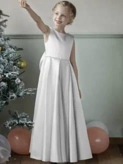 Wedding Flower Girl Dresses Special Occasion Dresses Blue Gray Sleeveless Bows